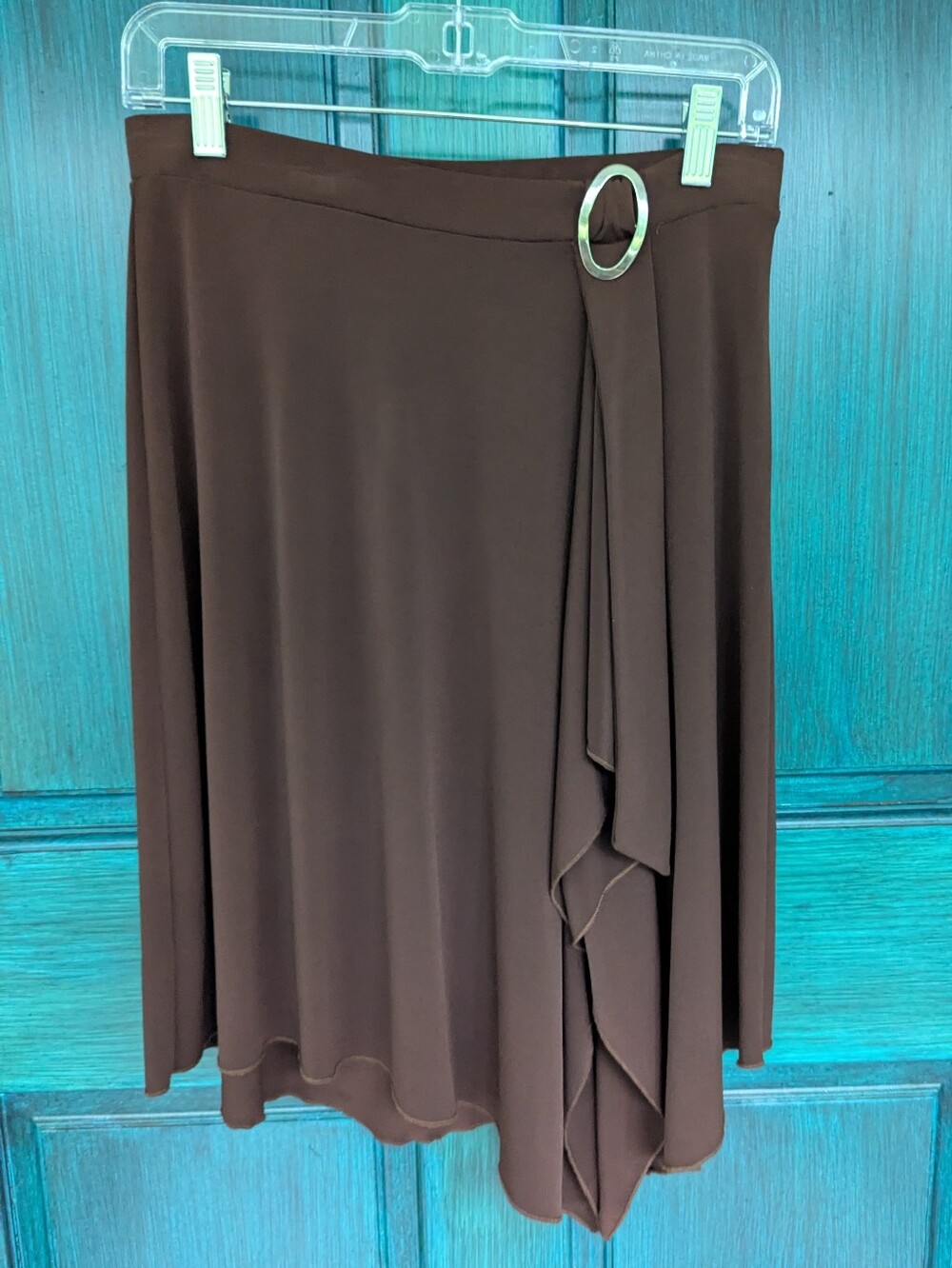 Vintage Judy Knapp Brown Asymmetrical Draped Midi Skirt Y2K Whimsigoth | Medium